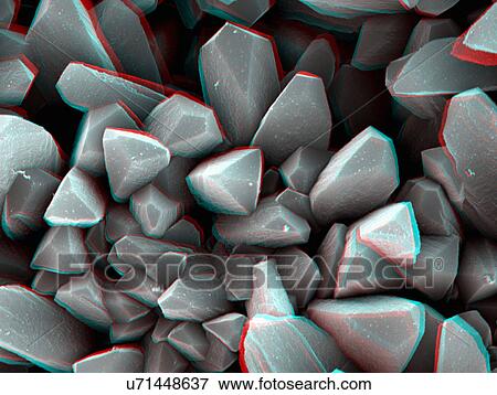 Stock Photo - 3D SEM image of crystal, 8 degree tilt. Fotosearch