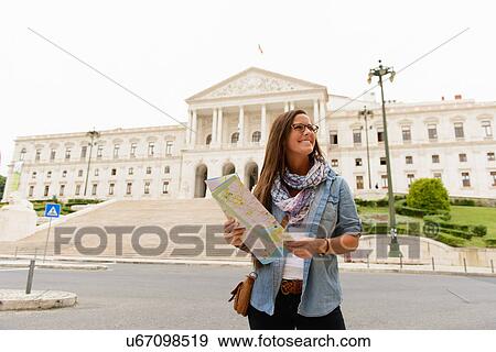 Female tourist outside Palicio de Sao Bento, Lisbon, Portugal View Large Photo Image Stock Photo - Female tourist outside Palicio de Sao Bento, Lisbon, Portugal. Fotosearch