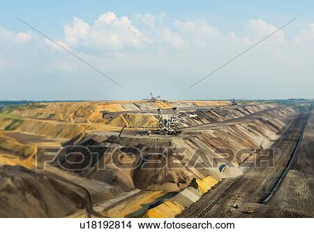 Picture - Opencast site for extracting brown coal, Juchen, Germany. Fotosearch