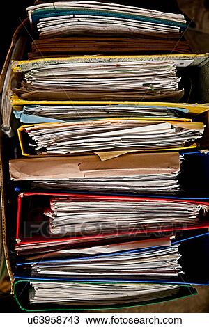 Still life of cardboard box full of files and paperwork View Large Photo Image Stock Image - Still life of cardboard box full of files and paperwork. Fotosearch