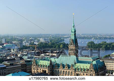 View of City Hall and Lake Alster, Hamburg, Germany View Large Photo Image Stock Photography - View of City Hall and Lake Alster, Hamburg, Germany. Fotosearch
