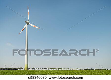 Stock Image - Wind turbine, Selfkant, Germany. Fotosearch