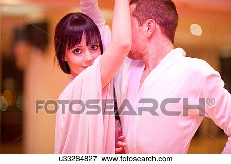 Stock Photo - Young ballroom dancers, portrait. Fotosearch