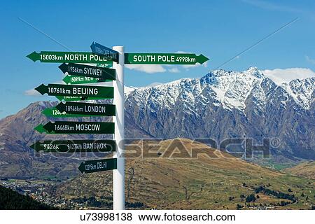 All directions sign post, Queenstown, South Island, New Zealand View Large Photo Image Stock Photo - All directions sign post, Queenstown, South Island, New Zealand. Fotosearch