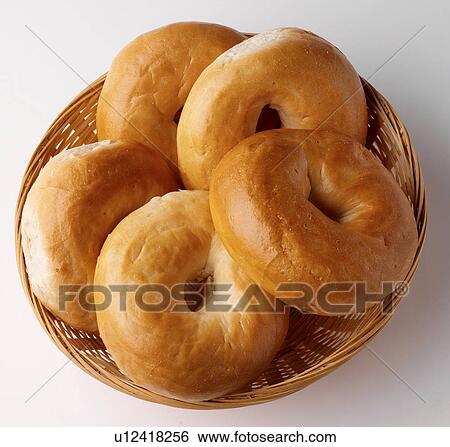 Basket of bagels View Large Photo Image Stock Photograph - Basket of bagels. Fotosearch