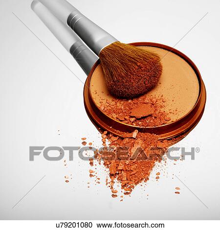 Stock Image - Blusher with make up brush. Fotosearch