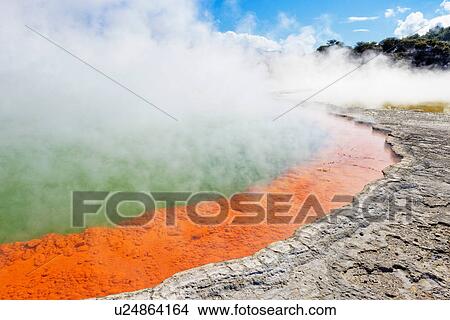 Picture - Champagne Pool, Waiotapu Thermal Area, Rotorua, New Zealand. Fotosearch