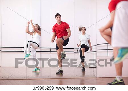 Class training in aerobics View Large Photo Image Stock Photo - Class training in aerobics. Fotosearch