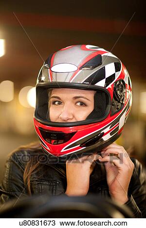 Close up of young woman on go cart View Large Photo Image Stock Image - Close up of young woman on go cart. Fotosearch