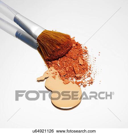 Foundation and blusher with make up brush View Large Photo Image Stock Photograph - Foundation and blusher with make up brush. Fotosearch