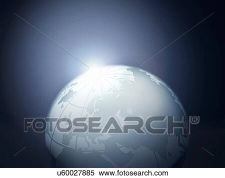 Stock Photography - Glass globe representing Europe, Russia, Middle East, China and India. Fotosearch
