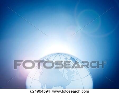 Picture - Glass globe representing North America, Canada, Alaska and Greenland. Fotosearch