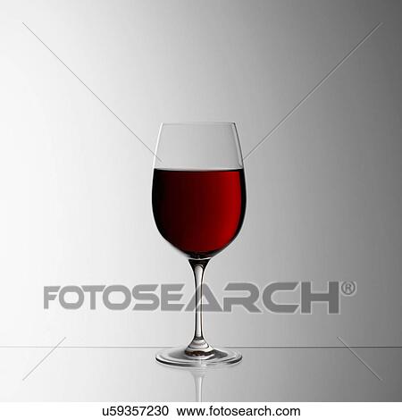 Stock Image - Glass of red wine. Fotosearch