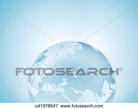Stock Photo - Glass sphere representing Europe, Russia, Middle East, China and India. Fotosearch