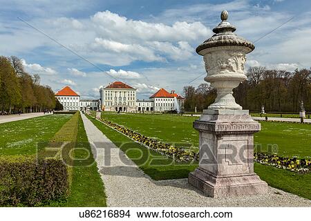 Grand Parterre (Baroque garden) and the rear view of the Nymphenburg Palace, Munich, Bavaria, Germany View Large Photo Image Picture - Grand Parterre (Baroque garden) and the rear view of the Nymphenburg Palace, Munich, Bavaria, Germany. Fotosearch