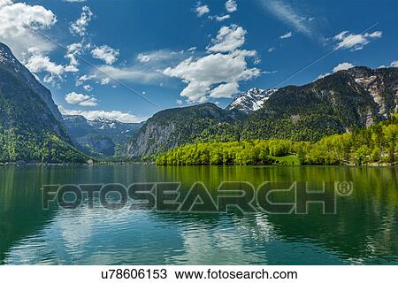 Hallstatter See lake. Salzkammergut region, Austria View Large Photo Image Stock Image - Hallstatter See lake. Salzkammergut region, Austria. Fotosearch