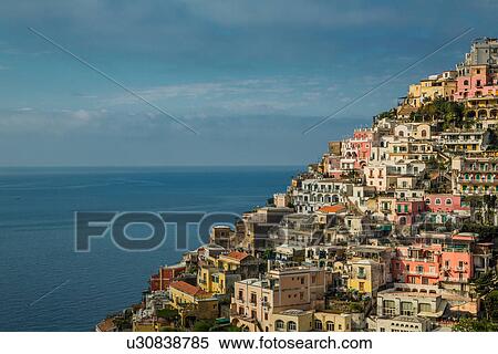 Stock Photography - Houses on hillside, Positano, Amalfi Peninsula, Campania, Italy. Fotosearch