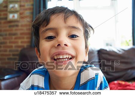 Portrait of boy smiling View Large Photo Image Stock Photo - Portrait of boy smiling. Fotosearch