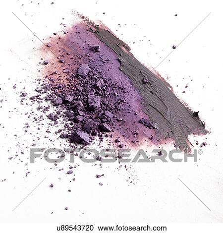 Stock Image - Purple make up smudged on white background. Fotosearch