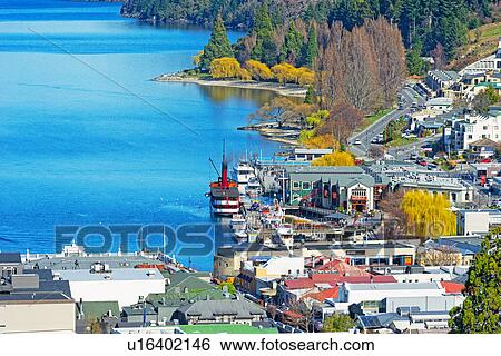 Queenstown and Lake Wakatipu, South Island, New Zealand View Large Photo Image Stock Photograph - Queenstown and Lake Wakatipu, South Island, New Zealand. Fotosearch