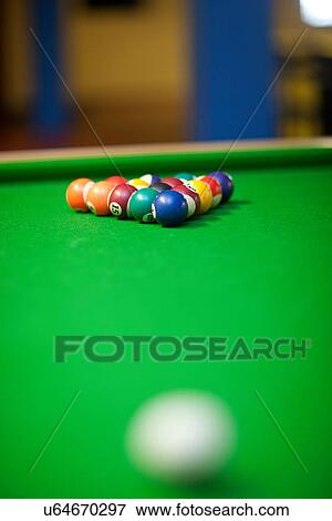 Set of undisturbed pool balls on table View Large Photo Image Stock Photo - Set of undisturbed pool balls on table. Fotosearch