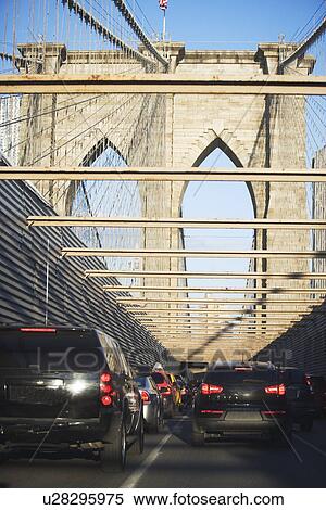 Cars on Brooklyn Bridge View Large Photo Image Stock Photography - Cars on Brooklyn Bridge. Fotosearch