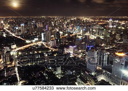 Stock Image - Night cityscape. Fotosearch
