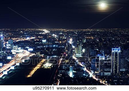 Stock Image - Night cityscape. Fotosearch