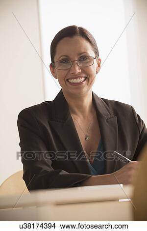 Picture - Portrait of mature woman toothy smiling. Fotosearch