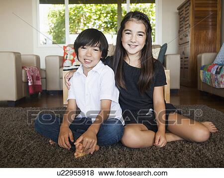 Portrait of siblings (8-9) View Large Photo Image Stock Photo - Portrait of siblings (8-9). Fotosearch
