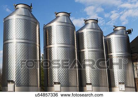 Stock Photograph - Stainless silos. Fotosearch