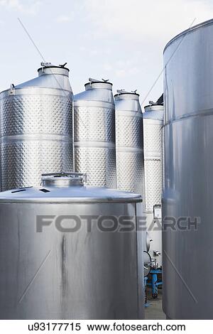 Stock Photography - Stainless silos. Fotosearch