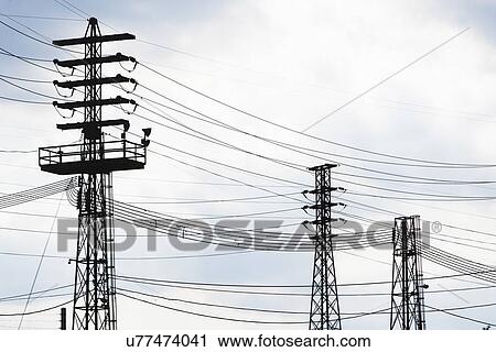 Transmission tower pylons View Large Photo Image Stock Image - Transmission tower pylons. Fotosearch