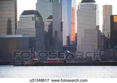 Stock Photo - View of city with Manhattan. Fotosearch