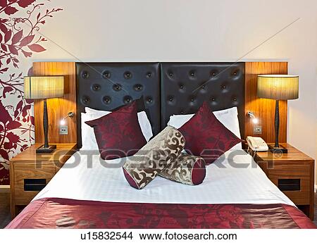 Picture - Bed in modern hotel room. Fotosearch