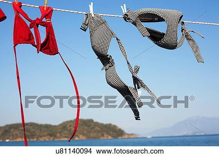 Bikinis on clothes line View Large Photo Image Picture - Bikinis on clothes line. Fotosearch