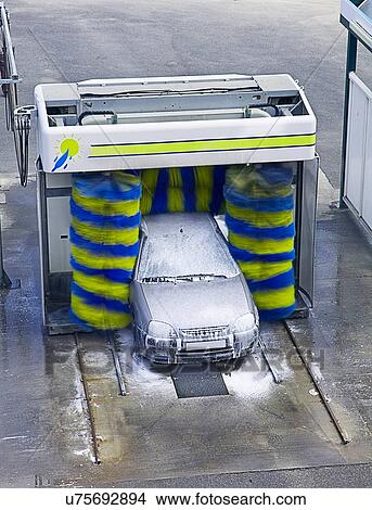 Picture - Car in car wash, high angle. Fotosearch