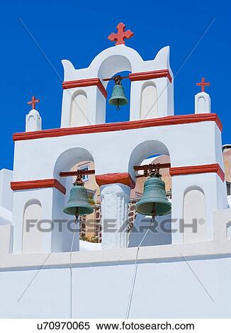 Stock Photography - Church bells, Oia, Santorini, Greece. Fotosearch