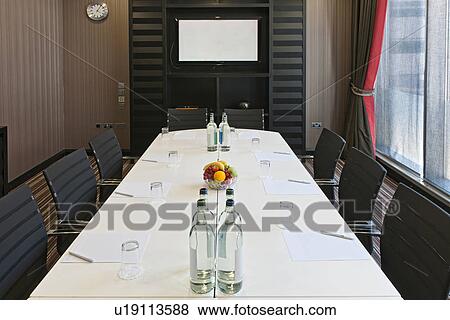 Stock Photo - Conference table set for meeting. Fotosearch
