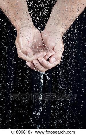 Stock Photo - Cupped hands holding water with droplets. Fotosearch