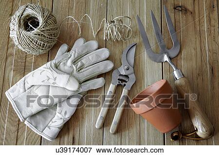 Stock Photo - Gardening tools, still life. Fotosearch