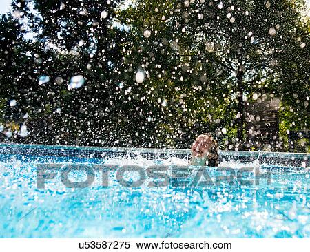 Girl splashing in swimming pool View Large Photo Image Stock Photography - Girl splashing in swimming pool. Fotosearch