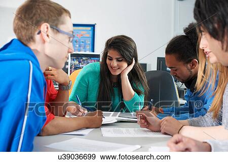 Stock Photo - Group of college students studying together. Fotosearch