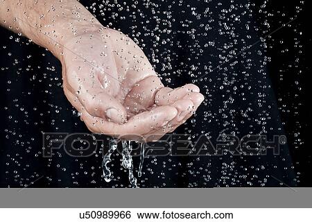 Hand catching water droplets View Large Photo Image Stock Photograph - Hand catching water droplets. Fotosearch