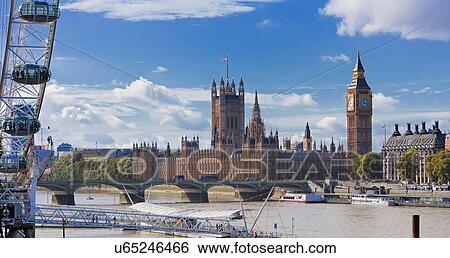 Stock Photograph - Houses of Parliament and River Thames, London, UK. Fotosearch