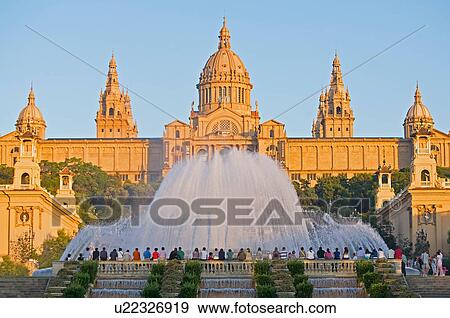 Magic Fountain and Palace of Montjuic, Catalonia, Spain View Large Photo Image Stock Photo - Magic Fountain and Palace of Montjuic, Catalonia, Spain. Fotosearch