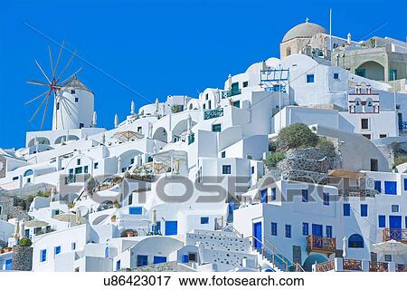 Oia village, Santorini, Greece View Large Photo Image Stock Photo - Oia village, Santorini, Greece. Fotosearch