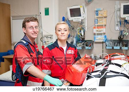 Portrait of paramedics in hospital View Large Photo Image Stock Photo - Portrait of paramedics in hospital. Fotosearch