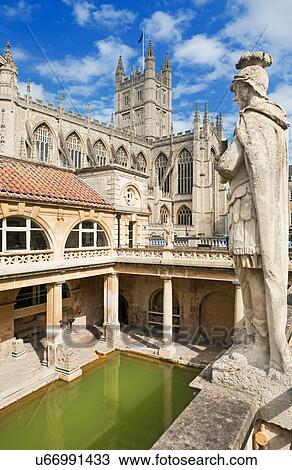Stock Image - Roman baths, Bath, Somerset, UK. Fotosearch