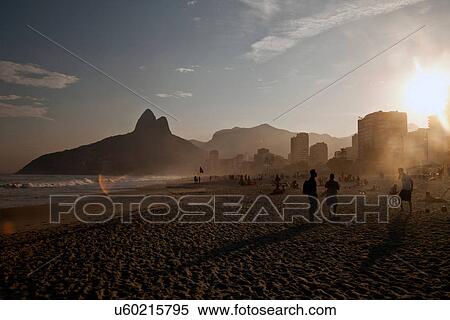 Stock Photography - Sunset on Ipanema Beach, Rio, Brazil. Fotosearch